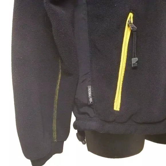 Men M Polo Sport Ralph Lauren Navy Yellow Polartec Thermal Fleece Zip Hood